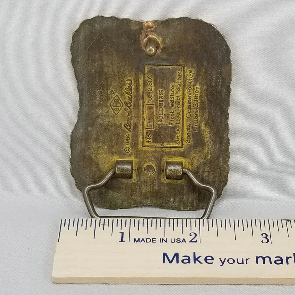 Vintage Belt Buckle 1984 Brass American Biker Commemorative USA Made By‎ Baron